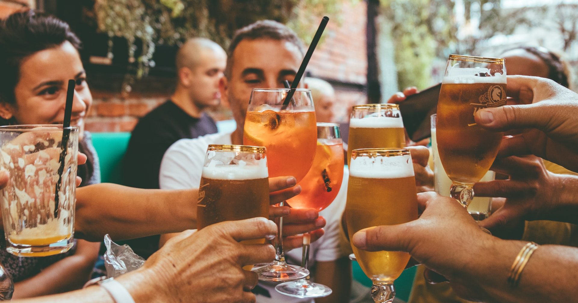 People enjoying drinks in a pub