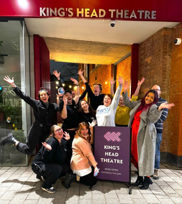 King's Head's team posing in front of Theatre